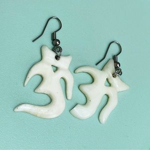Off white color Ohm symbol earrings